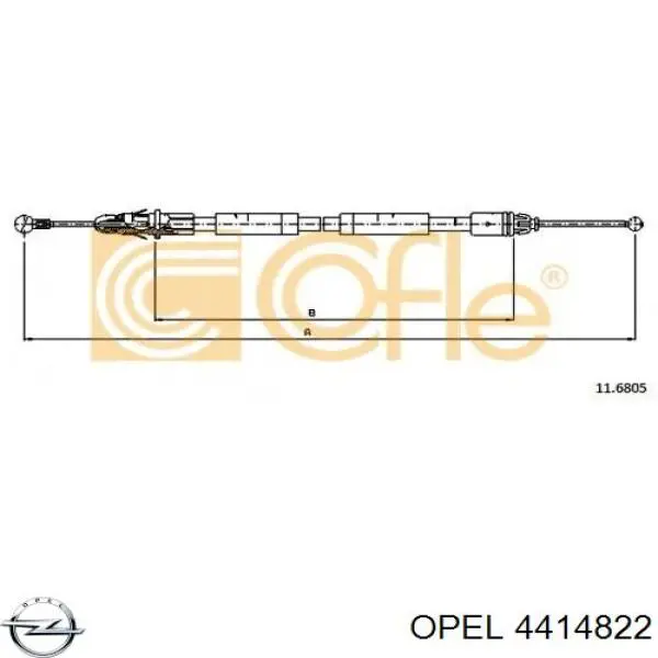 Трос стоянкового гальма задній правий Opel 4414822 ціна, від 8.81 USD