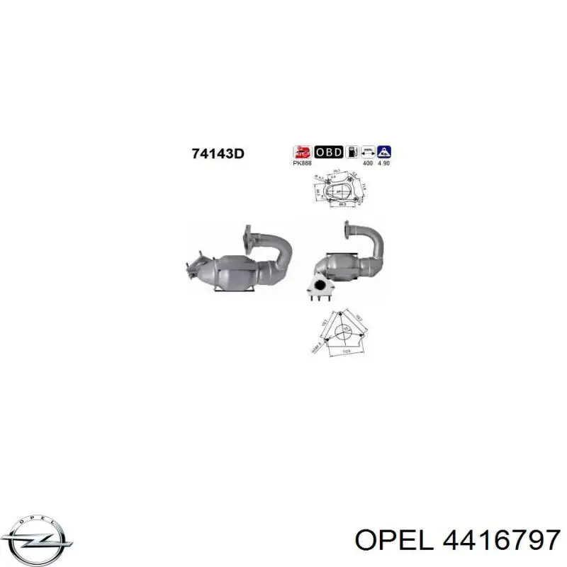 Конвертор-каталізатор (каталітичний нейтралізатор) Opel 4416797 ціна, від 382.38 USD