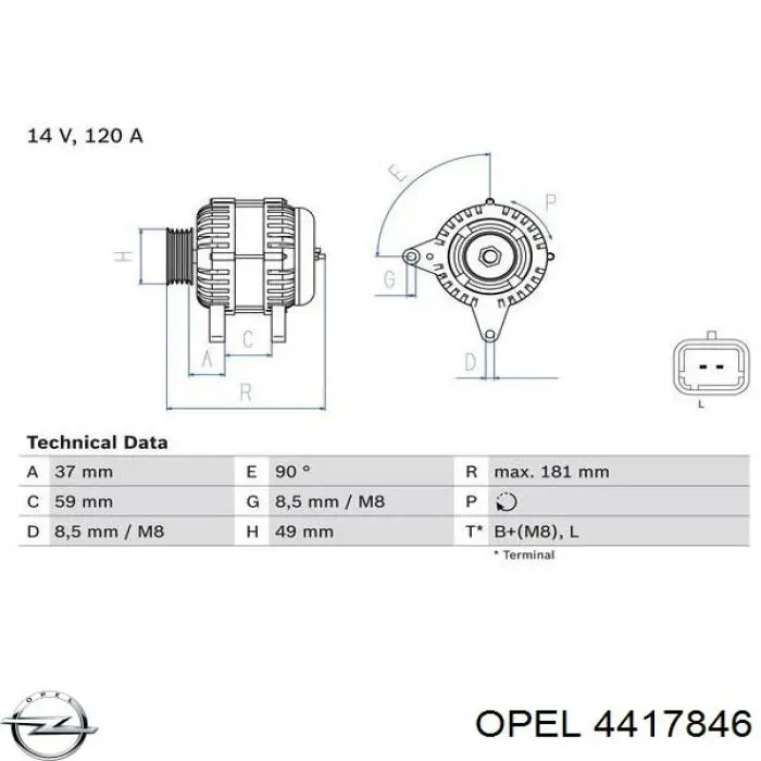 4417846 Opel генератор