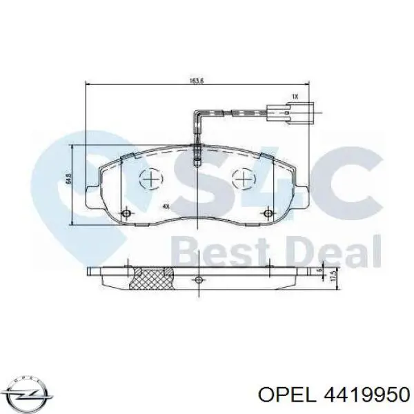 Купити 4419950 Opel Колодки гальмівні передні, дискові
