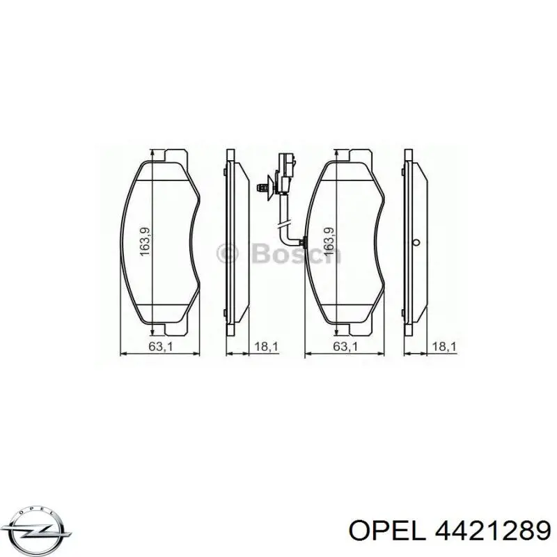 4421289 Opel колодки гальмові задні, дискові