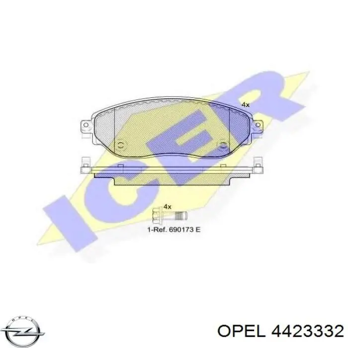 Гальмівні колодки Opel 4423332 ціна, від 37.54 USD