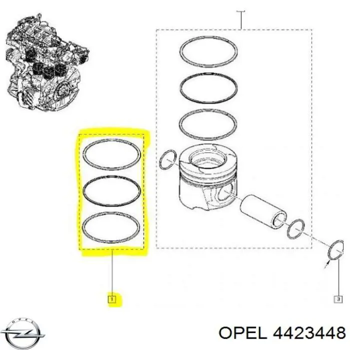 Кільця поршневі на 1 циліндр, STD. Opel 4423448 ціна, від 46.47 USD