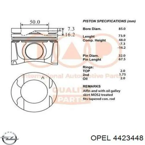 Купити 4423448 Opel Кільця поршневі на 1 циліндр, STD.