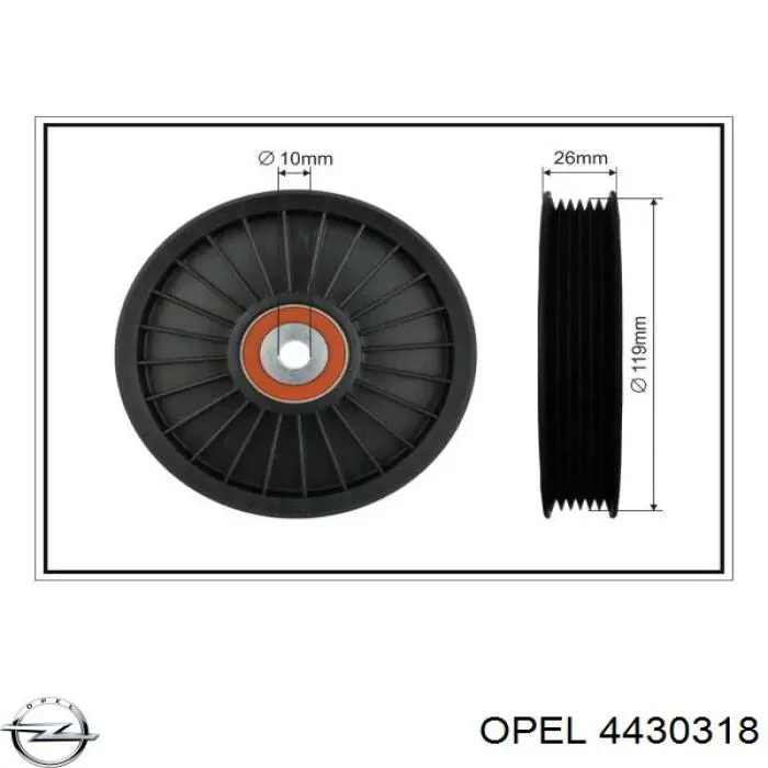 Ролик приводного ременя, паразитний Opel 4430318 ціна, від 18.64 USD