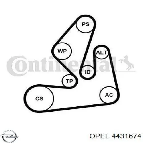 4431674 Opel ремінь приводний, агрегатів, комплект