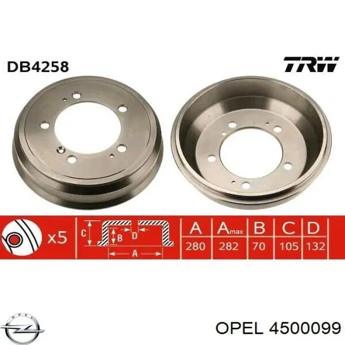Барабан гальмівний задній Opel 4500099 ціна, від 63.91 USD