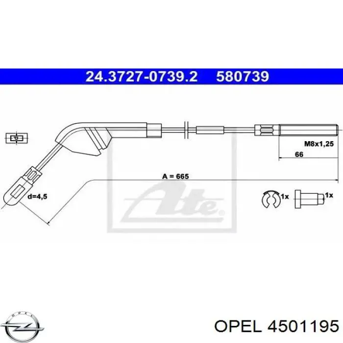 Фара протитуманна, ліва 4501195 Opel