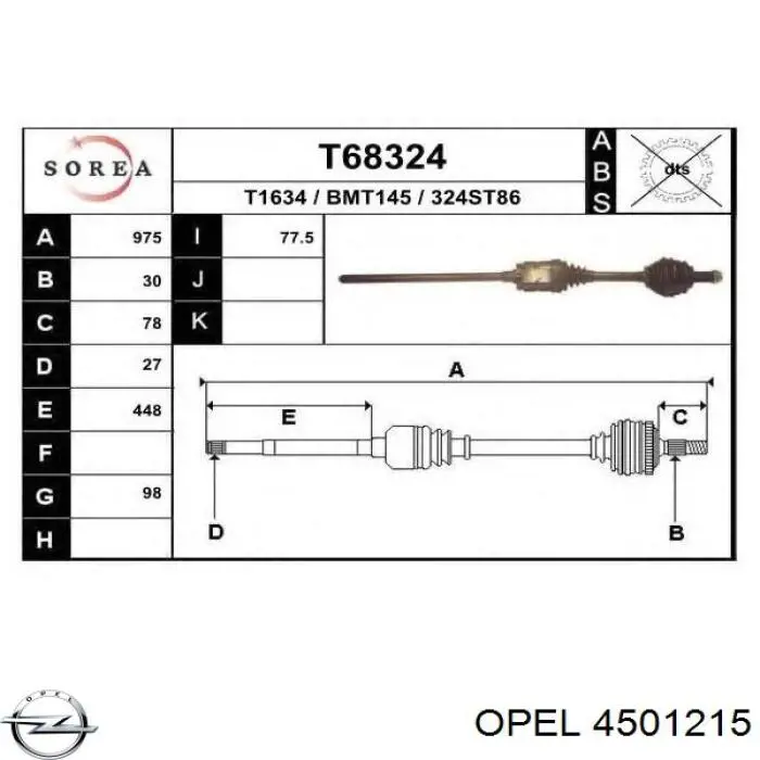 Купити 4501215 Opel Супорт гальмівний передній правий