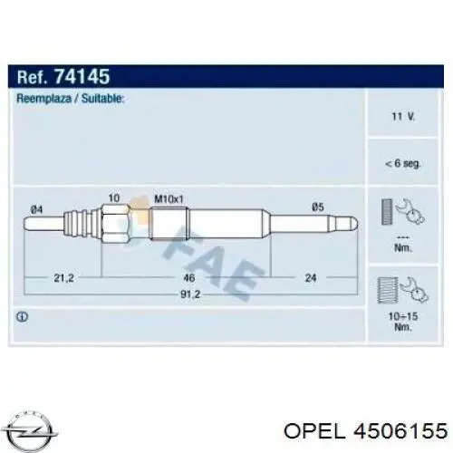 Свічки запалювання Opel 4506155