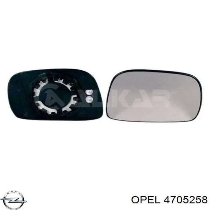 Дзеркальний елемент дзеркала заднього виду, правого Opel 4705258