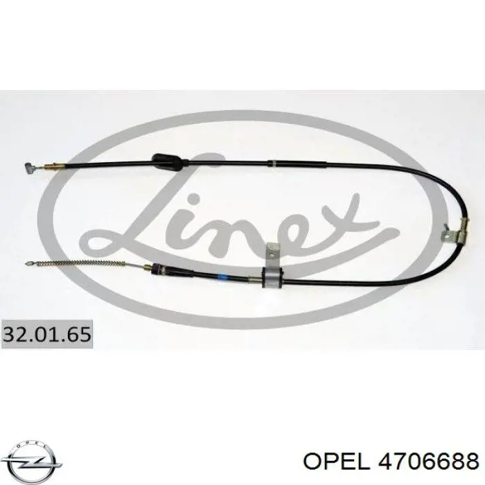 4706688 Opel трос ручного гальма задній, правий