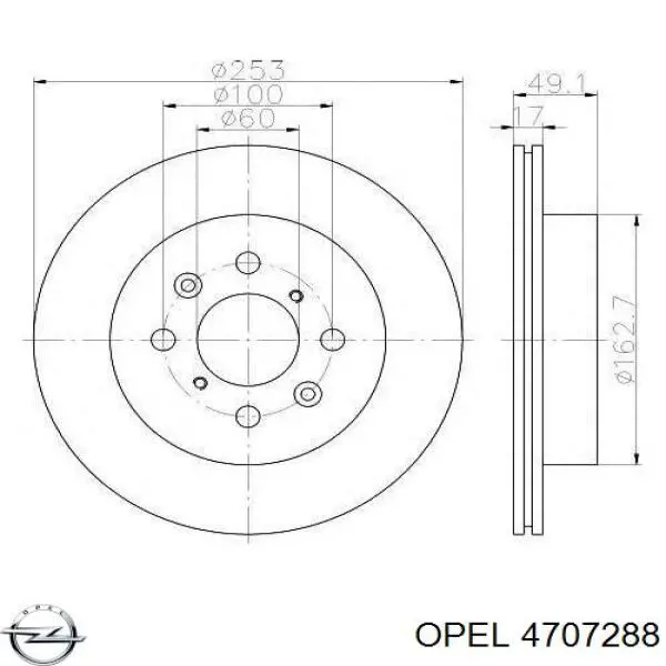 Гальмівні диски передні 4707288 Opel