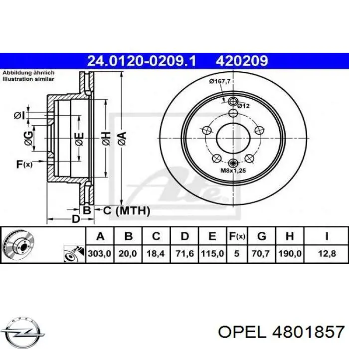 Диск гальмівний задній 4801857 Opel