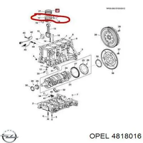 4818016 Opel Кільця поршневі комплект на мотор, STD.