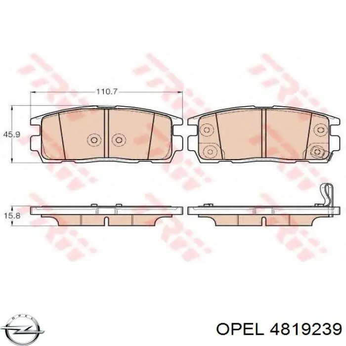 Задні гальмівні колодки Opel 4819239 ціна, від 18.27 USD