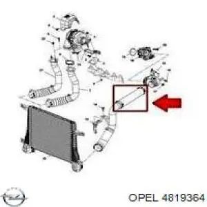 4819364 Opel шланг/патрубок интеркуллера, верхній лівий