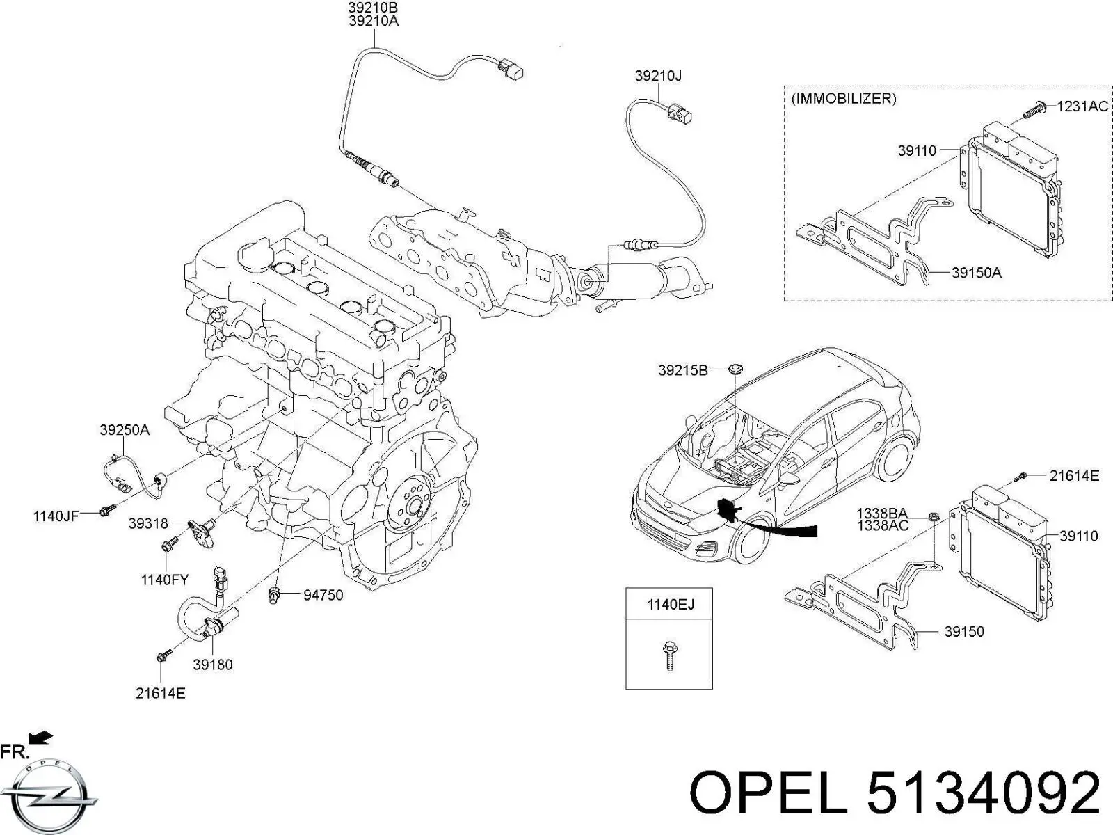 Купити 5134092 Opel Замок дверки правої передньої