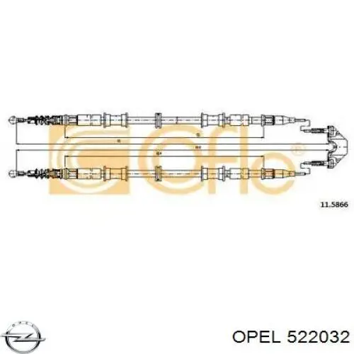 Купити 522032 Opel Трос ручного гальма задній, правий/лівий