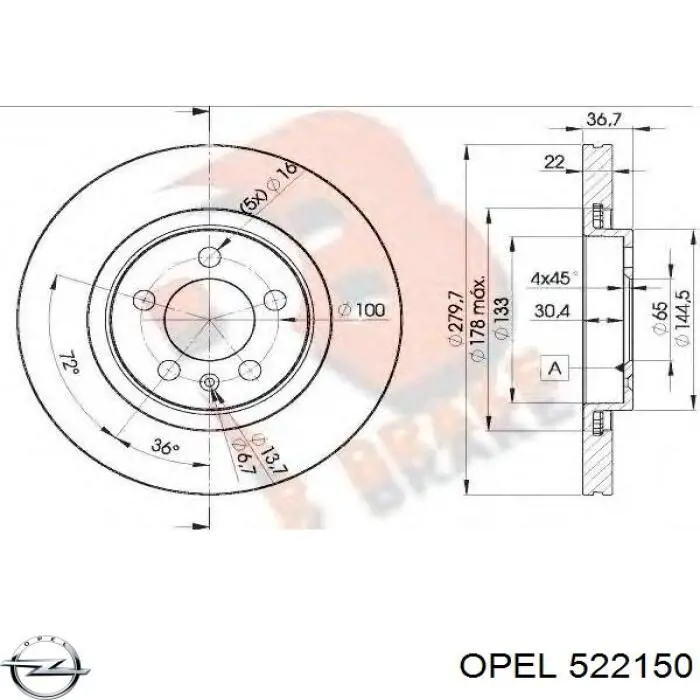 Купити 522150 Opel Трос ручного гальма задній, правий/лівий