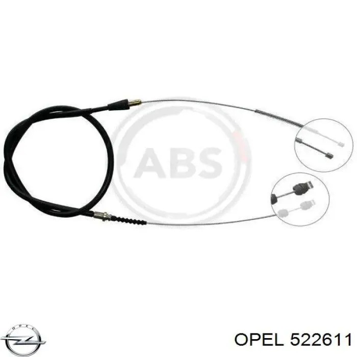 522611 Opel трос ручного гальма задній, правий