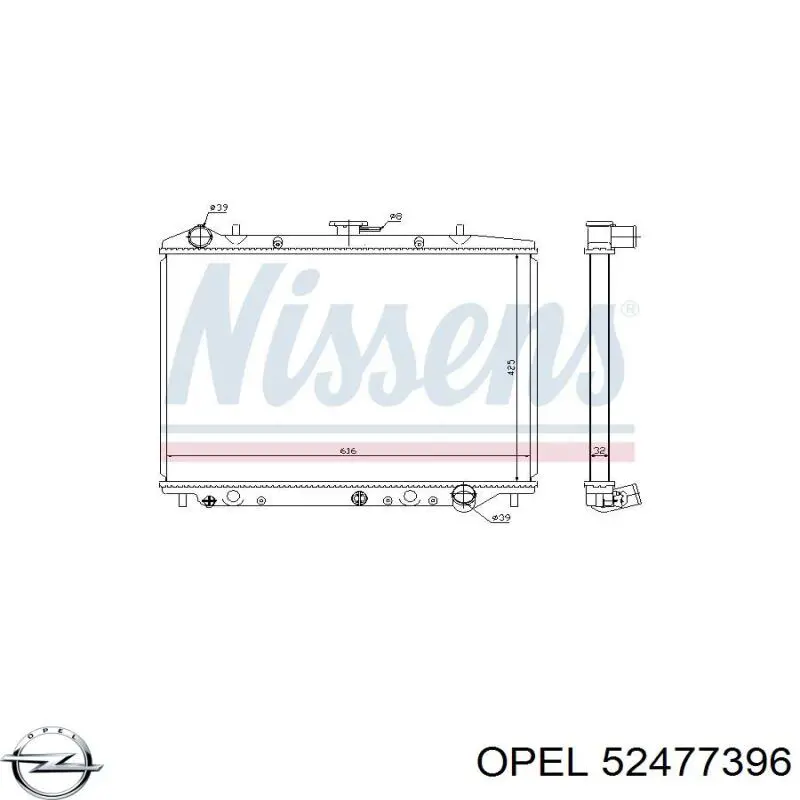 Радіатор охолодження двигуна 52477396 Opel