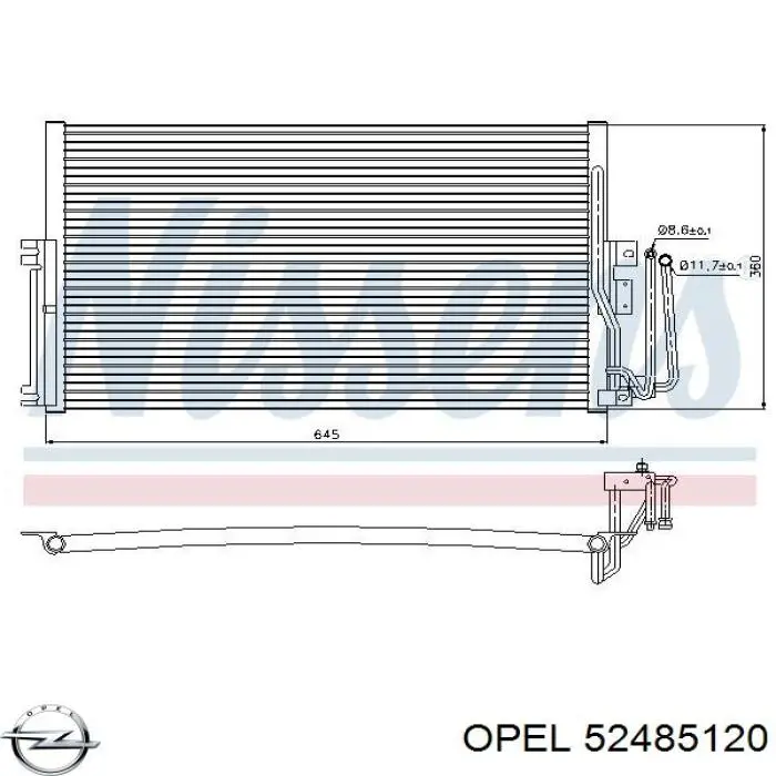 Радіатор кондиціонера 52485120 Opel