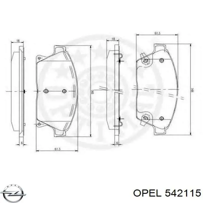 Передні тормозні колодки 542115 Opel