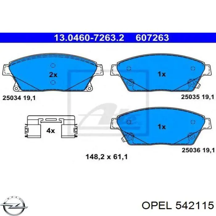 Гальмівні колодки Opel 542115 ціна, від 25.37 USD