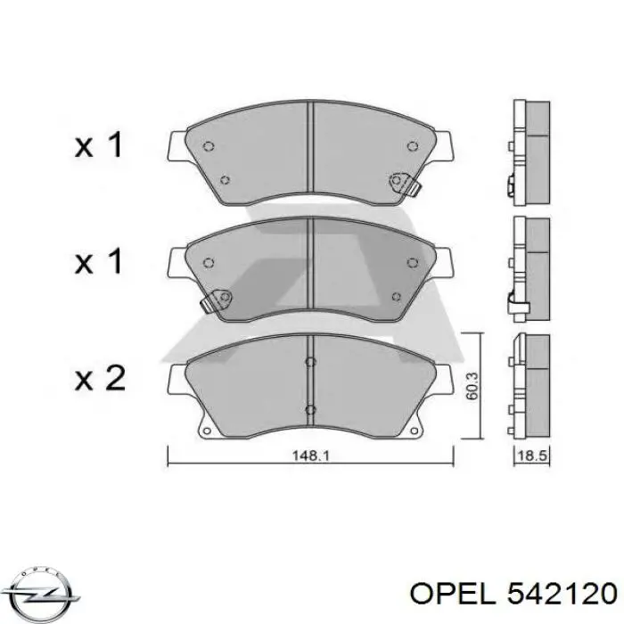 542120 Opel колодки гальмівні передні, дискові