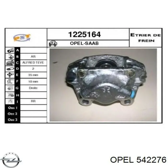 Супорт гальмівний задній правий Opel 542276 ціна, від 35.80 USD