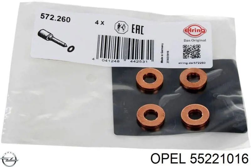 55221016 Opel кільце форсунки інжектора, посадочне