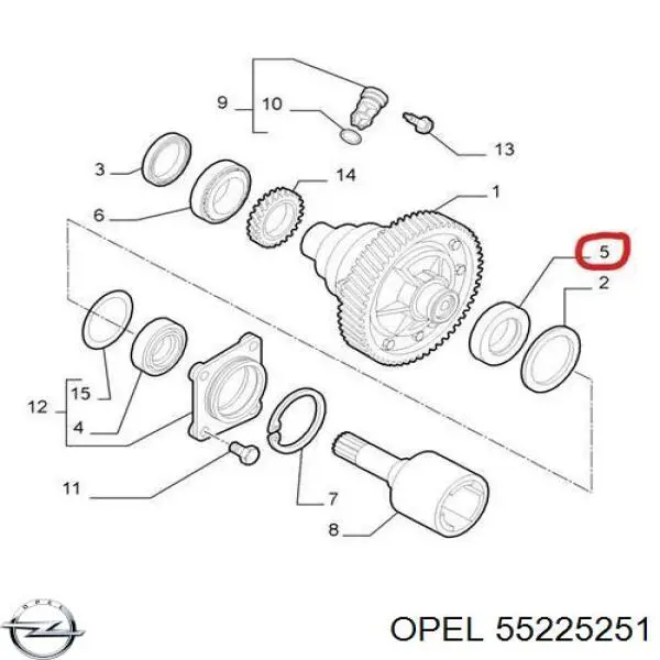 Підшипник диференціала переднього моста Opel 95531325