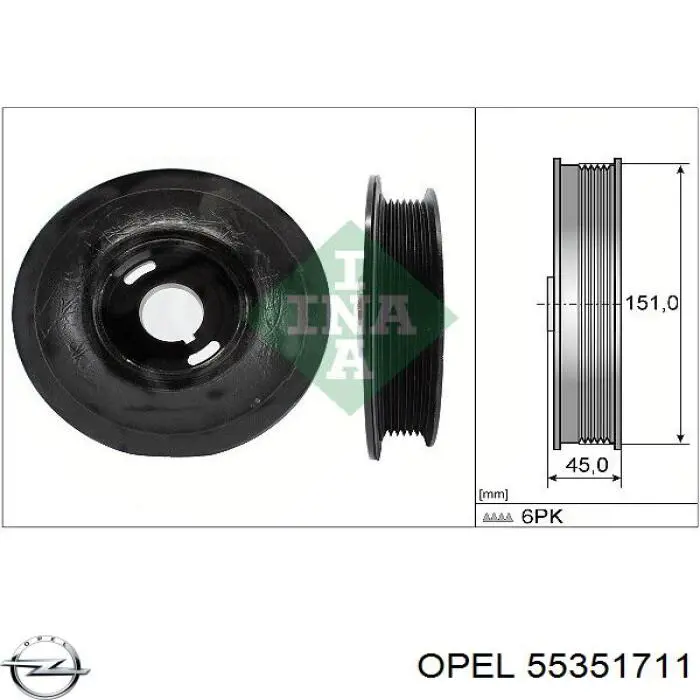 Шків колінвала (демпфер ) Opel 55351711 ціна, від 84.36 USD