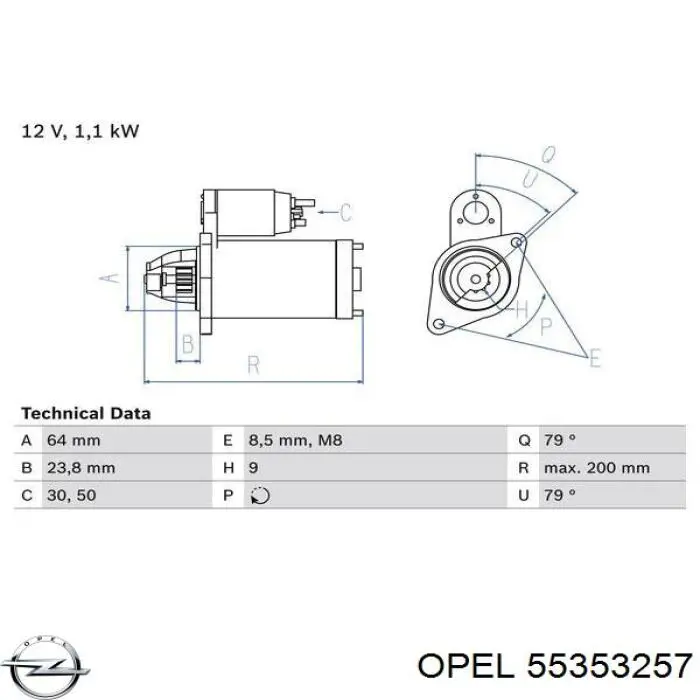 Стартер Opel 55353257 ціна, від 33.75 USD