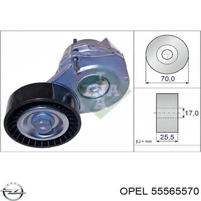 Натягувач приводного ременя 55565570 Opel