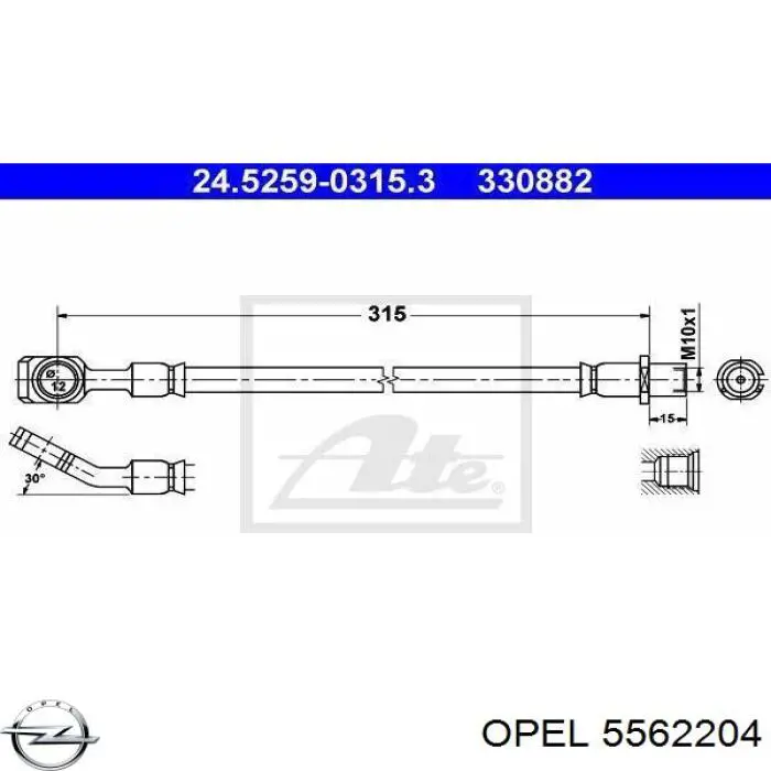 5562204 Opel шланг гальмівний задній