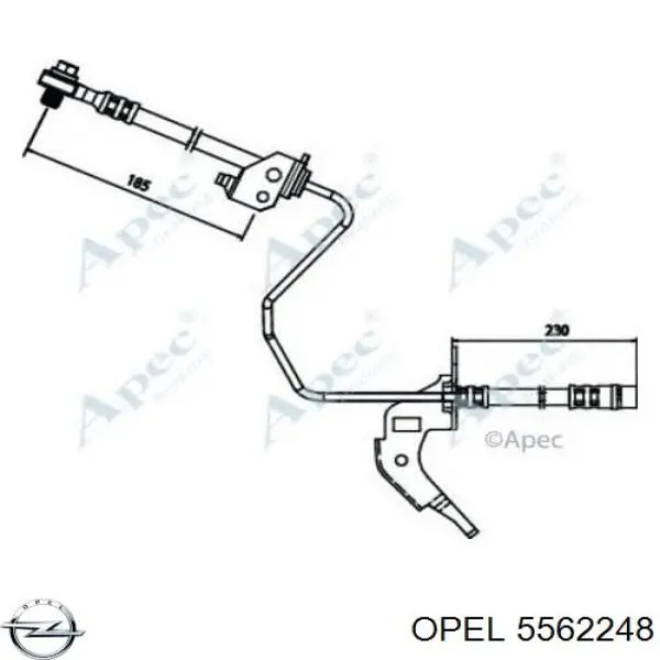 Шланг гальмівний задній, правий Opel 5562248 ціна, від 22.20 USD