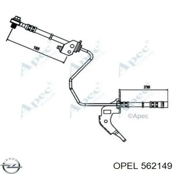 562149 Opel Шланг гальмівний задній, правий
