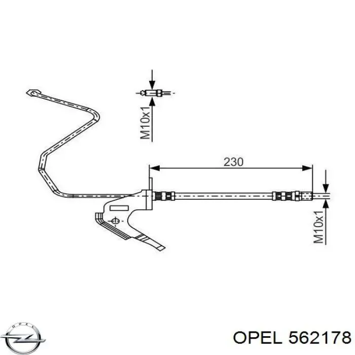 562178 Opel шланг гальмівний задній, лівий