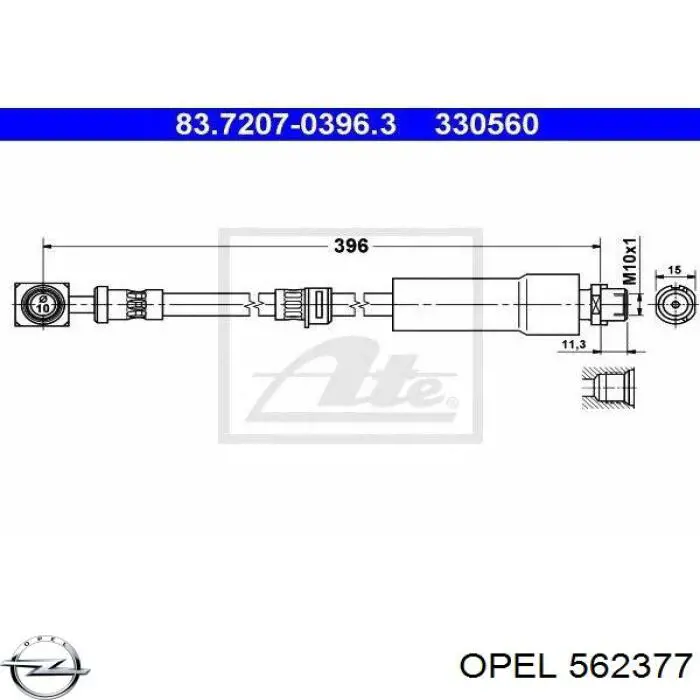Купити 562377 Opel Гальмівні шланги передні