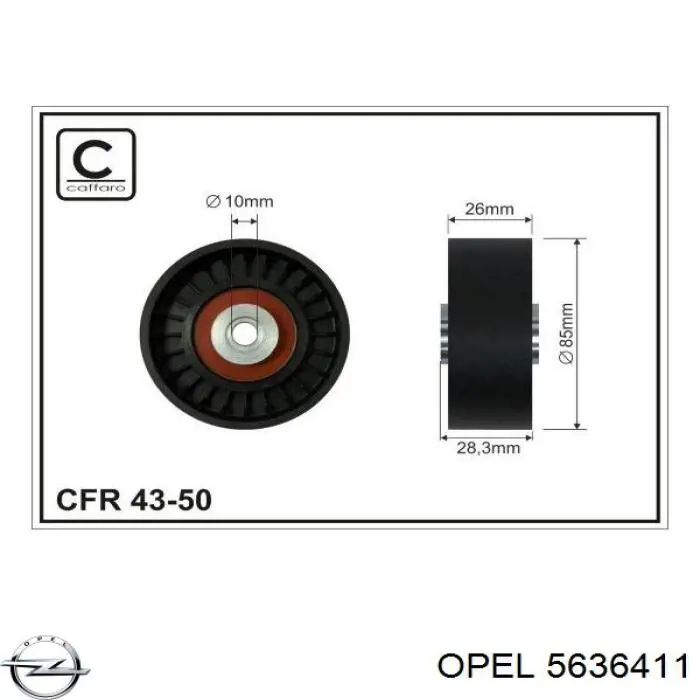 5636411 Opel Ролик приводного ременя, паразитний