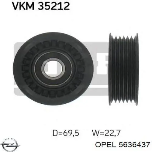 Ролик приводного ременя, паразитний Opel 5636437 ціна, від 15.27 USD