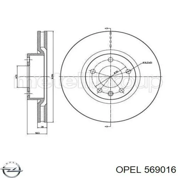 569016 Opel Гальмо дискове переднє
