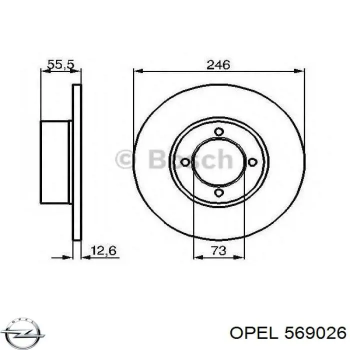 569026 Opel диск гальмівний передній