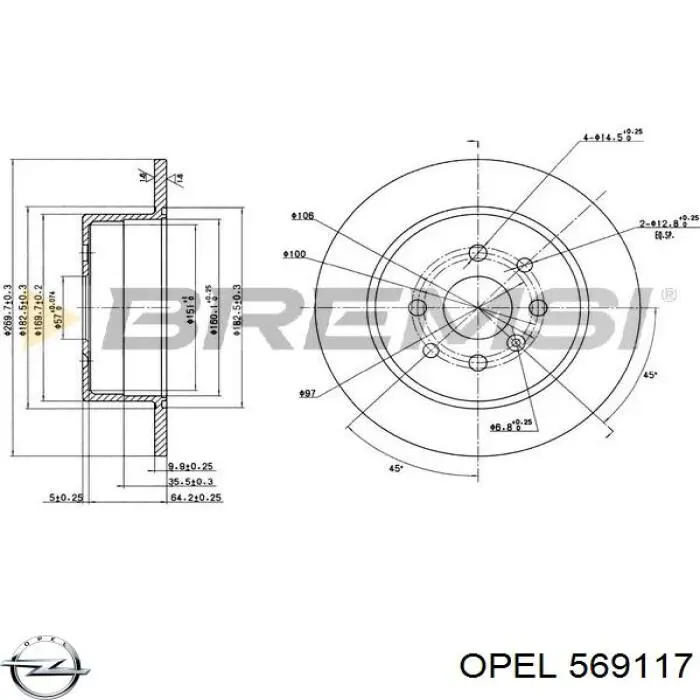 Диск гальмівний задній Opel 569117