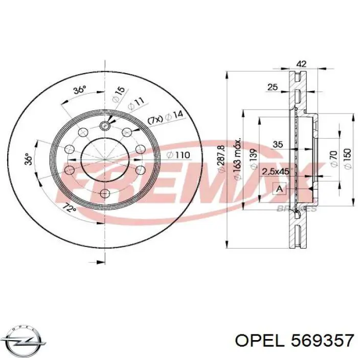 Купити 569357 Opel Ротор гальмівний