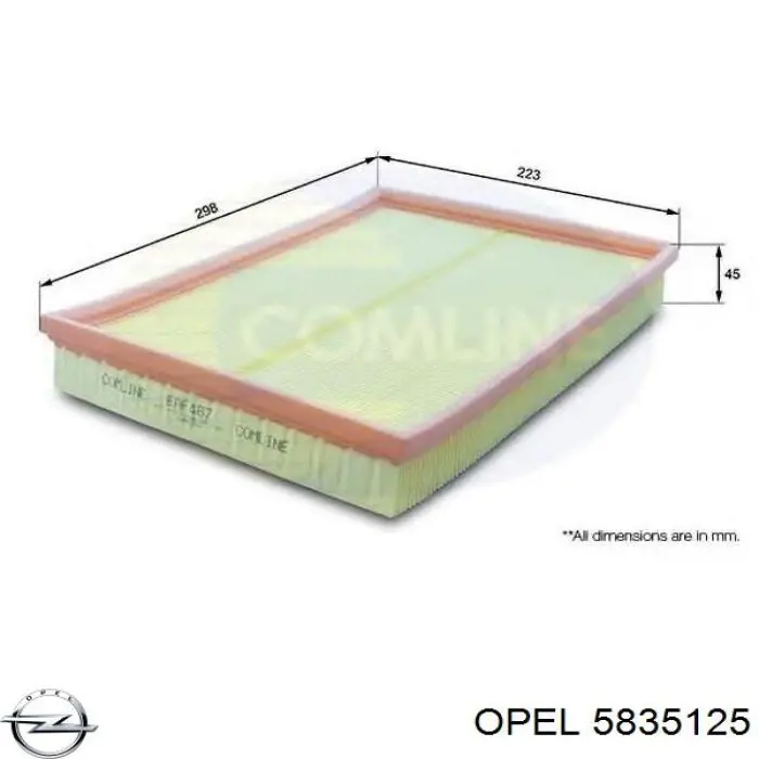 Елемент повітряного фільтра Opel 5835125 ціна, від 5.30 USD