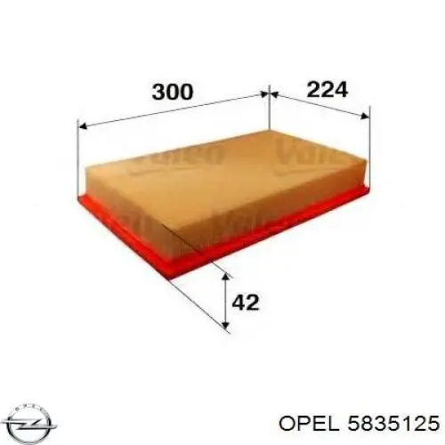 Повітряний фільтр 5835125 Opel