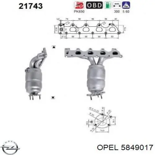 Глушник, передня частина Opel 5849017 ціна, від 197.77 USD